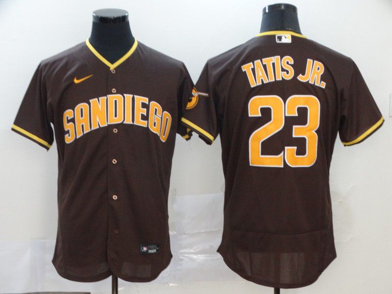 Men San Diego Padres 23 Tatis jr brown Nike Elite MLB Jerseys